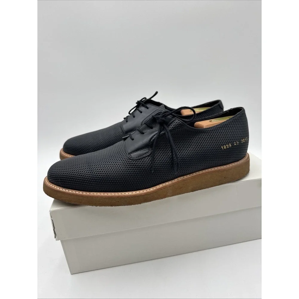 Common Projects 1899 Derby Shine Perforated Leather Navy Blue Shoes Mens Size 43